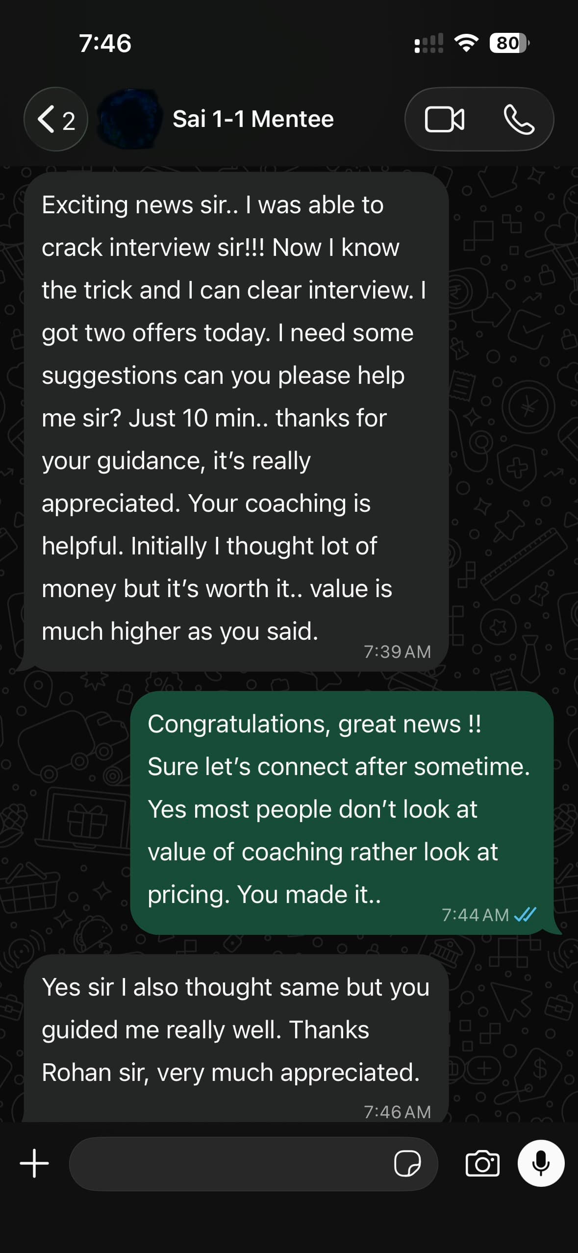 Mentorship feedback screenshot 3
