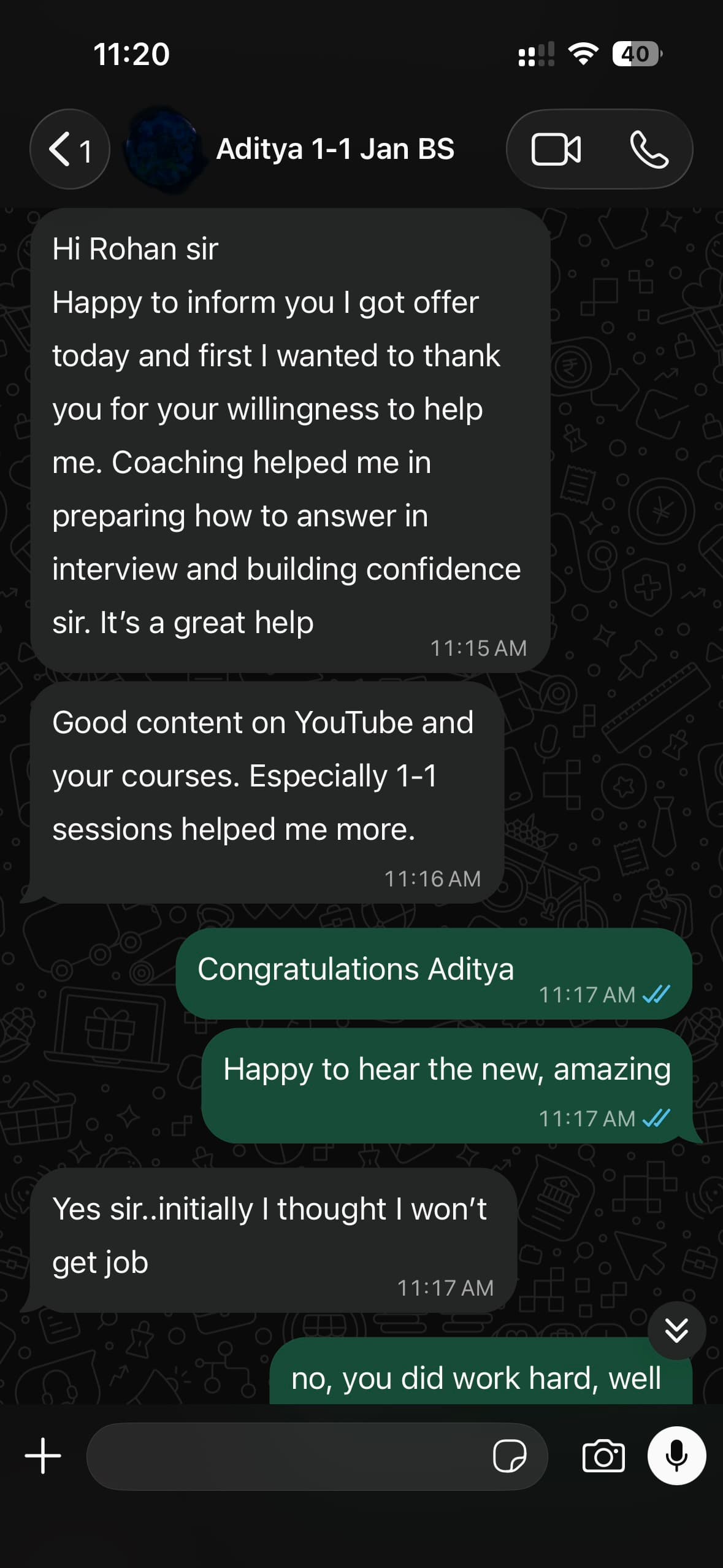 Mentorship feedback screenshot 6